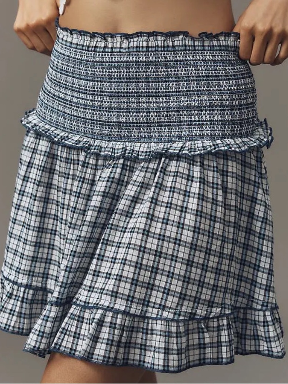 NWT MAEVE Smocked Flounce Mini Skirt L